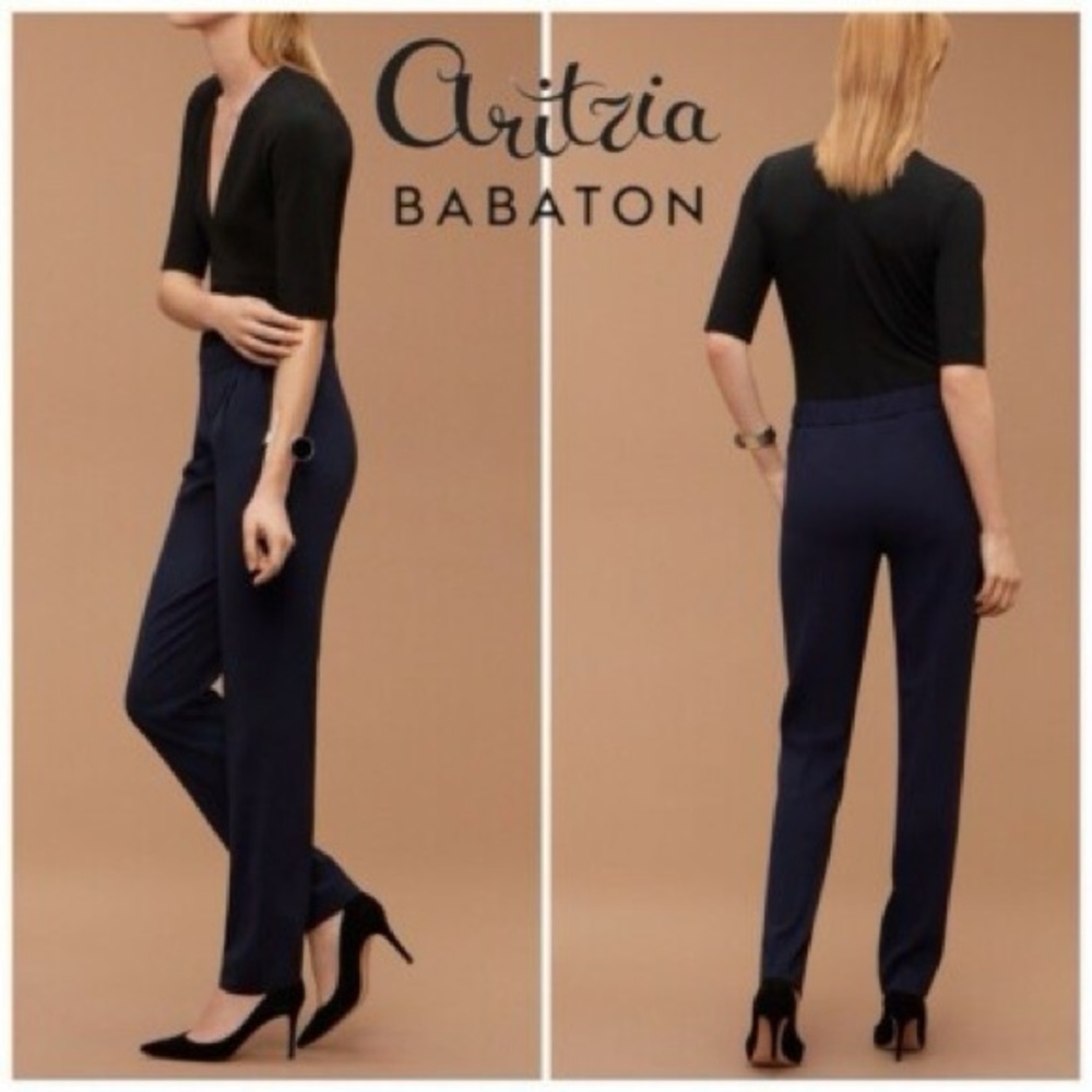 Aritzia Babaton Blue Straight Leg Pants